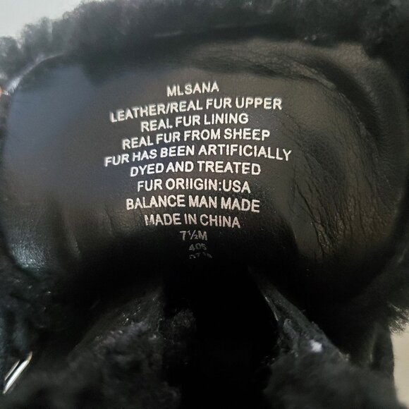 Marc Fisher High Top Sneakers Booties 7.5 Black Suede with Shearling - Picture 6 of 6